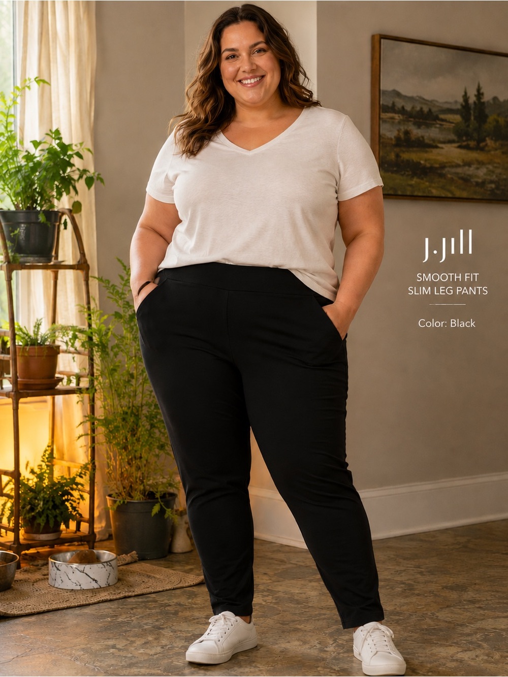 J. Jill Black Smooth-Fit Slim Leg Pants Size XL